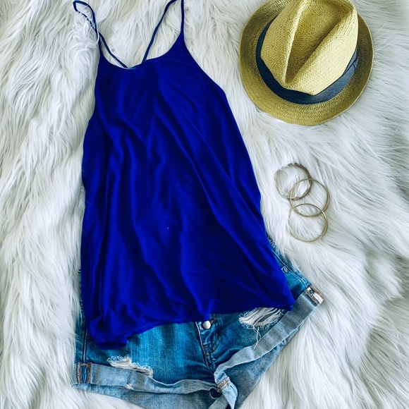 Free People Bowtie Tank in Blue & Black - Picture 3 of 7